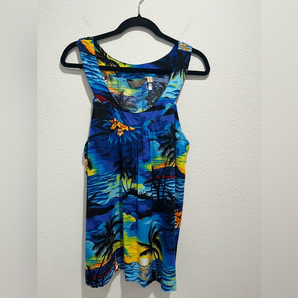 Tropical Paradise Blue Tank Top